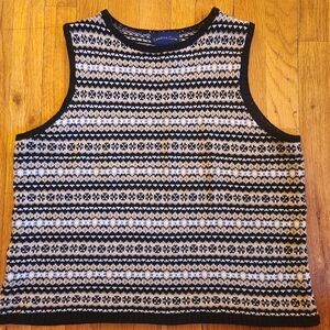 Charter Club Fair Isle Patterned Cotton Sleeveless Sweater Vest